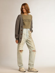 Golden Goose Women's olive green T-shirt with Golden lettering
