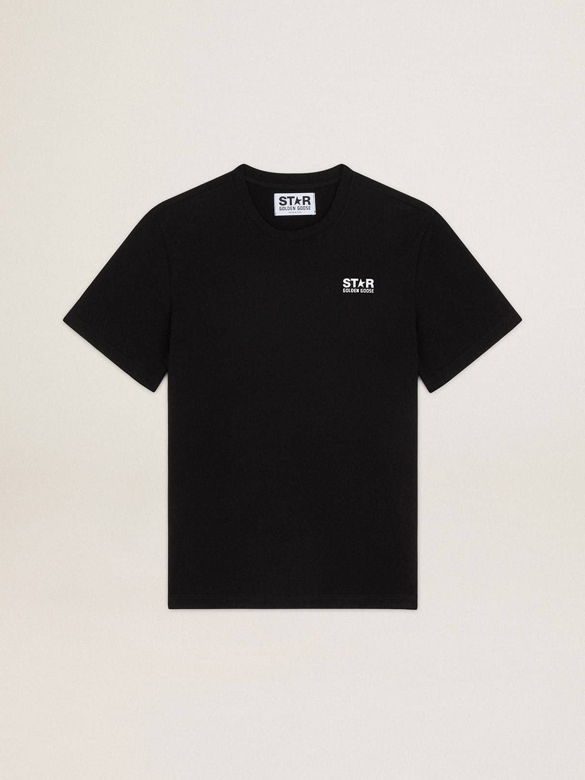 Golden Goose Black Star Collection T-shirt with contrasting white logo and star