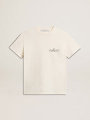 Golden Goose Women’s T-shirt in aged white with logo on the chest