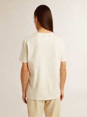 Golden Goose Women’s T-shirt in aged white with logo on the chest