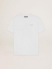 Golden Goose Women's white T-shirt with silver glitter logo and star
