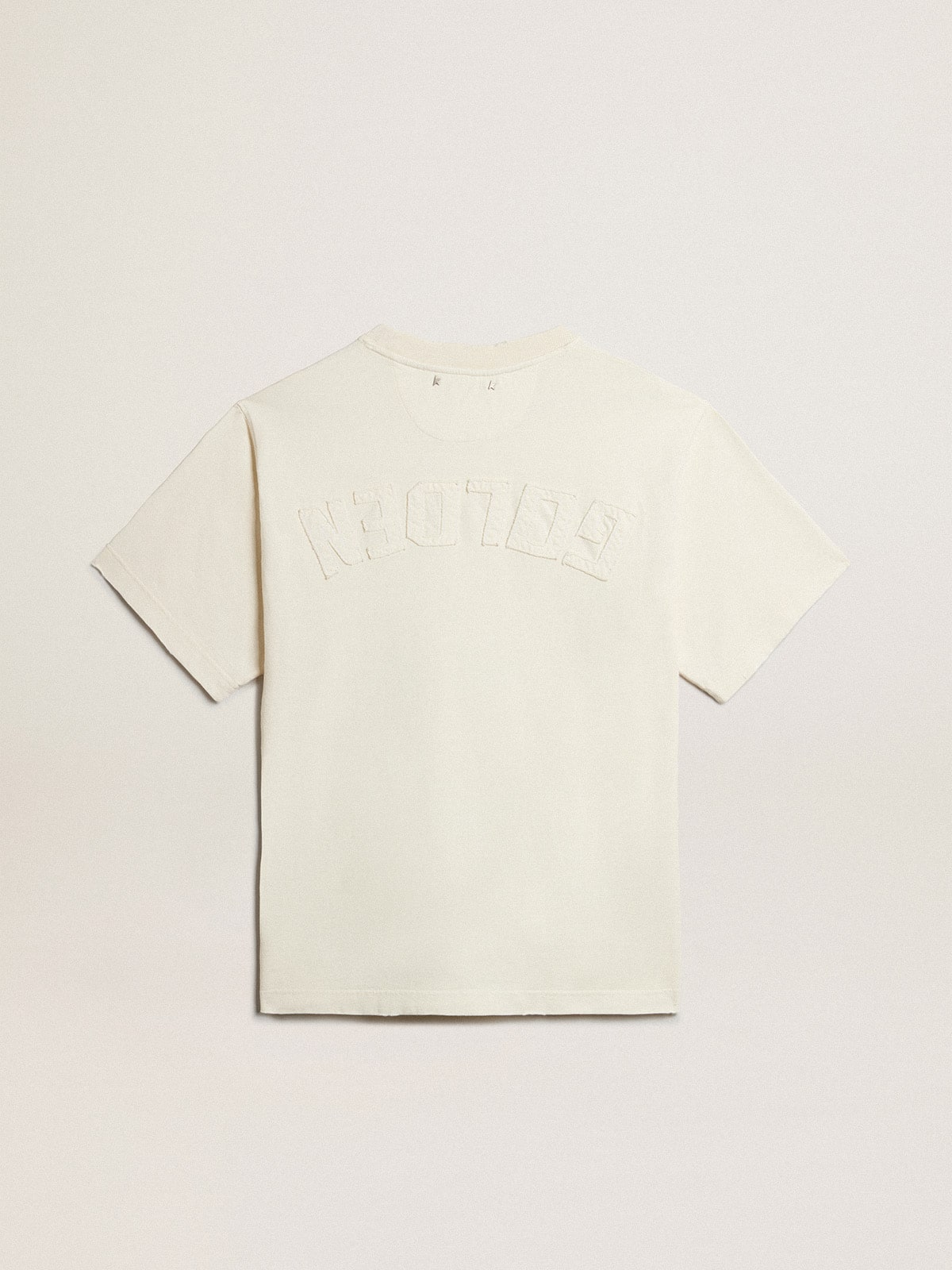 Golden Goose T-shirt in aged white with reverse logo on the back - Jersey Capsule