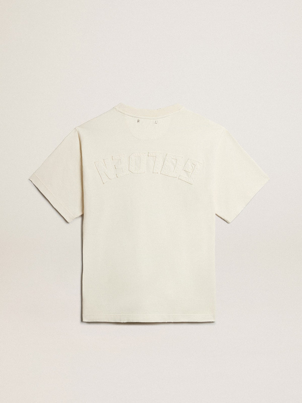 Golden Goose T-shirt in aged white with reverse logo on the back - Jersey Capsule