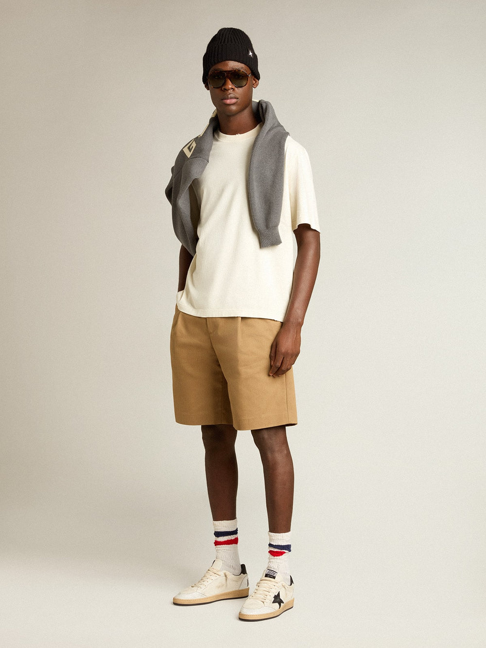 Golden Goose T-shirt in aged white with reverse logo on the back - Jersey Capsule