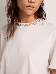 Golden Goose Women's white T-shirt with cabochon crystals