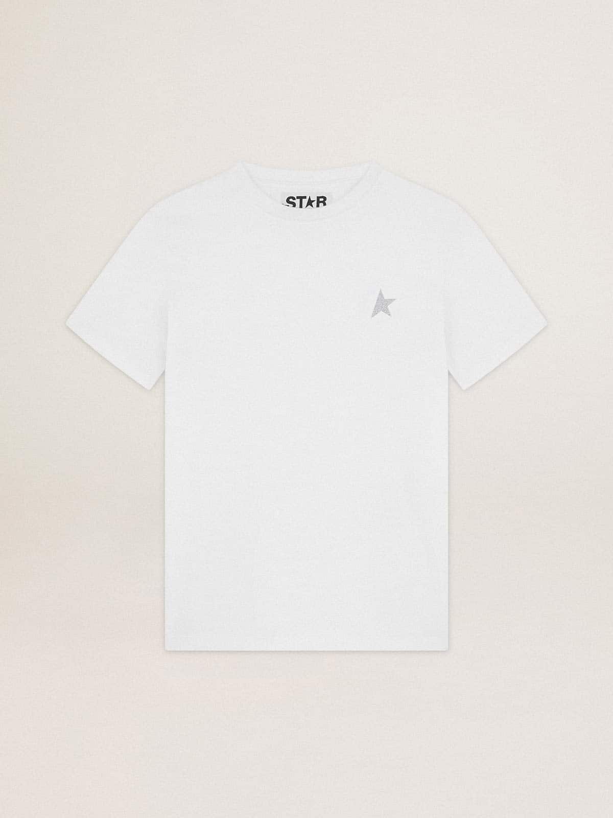 Golden Goose Women's white T-shirt with silver glitter star on the front