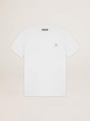 Golden Goose Women's white T-shirt with silver glitter star on the front