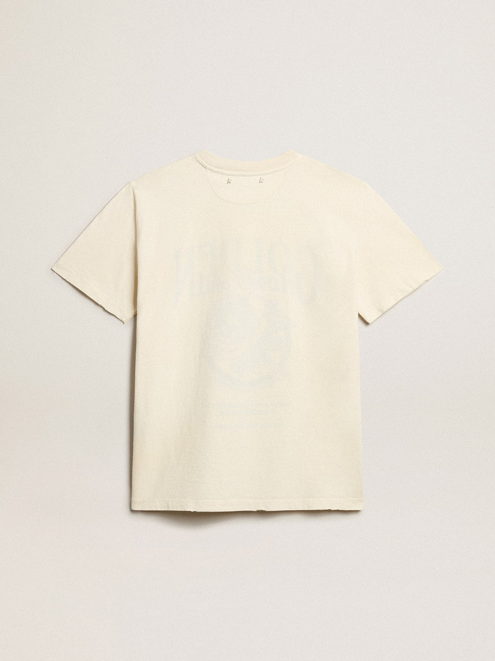 Golden Goose Women’s T-shirt in aged white cotton with seasonal print