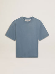 Golden Goose Baby blue T-shirt with reverse logo on the back - Jersey Capsule