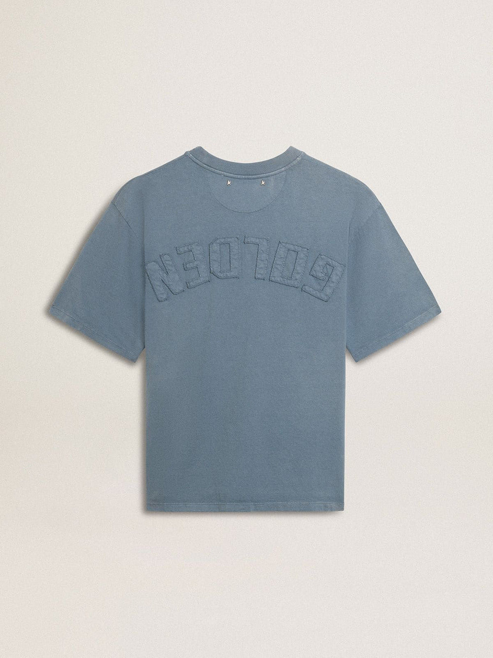 Golden Goose Baby blue T-shirt with reverse logo on the back - Jersey Capsule