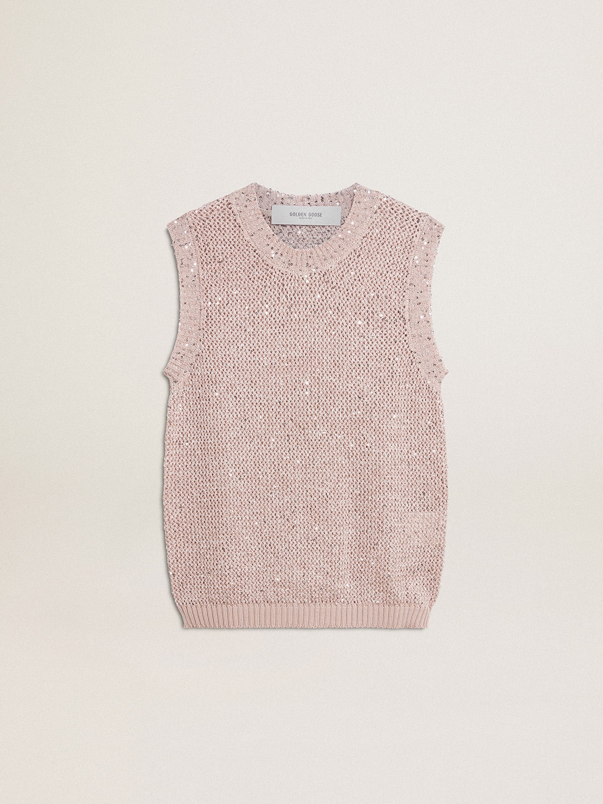 Golden Goose Mesh knit top with sequins and contrasting details