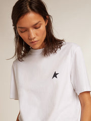 Golden Goose Women’s white T-shirt with dark blue star on the front