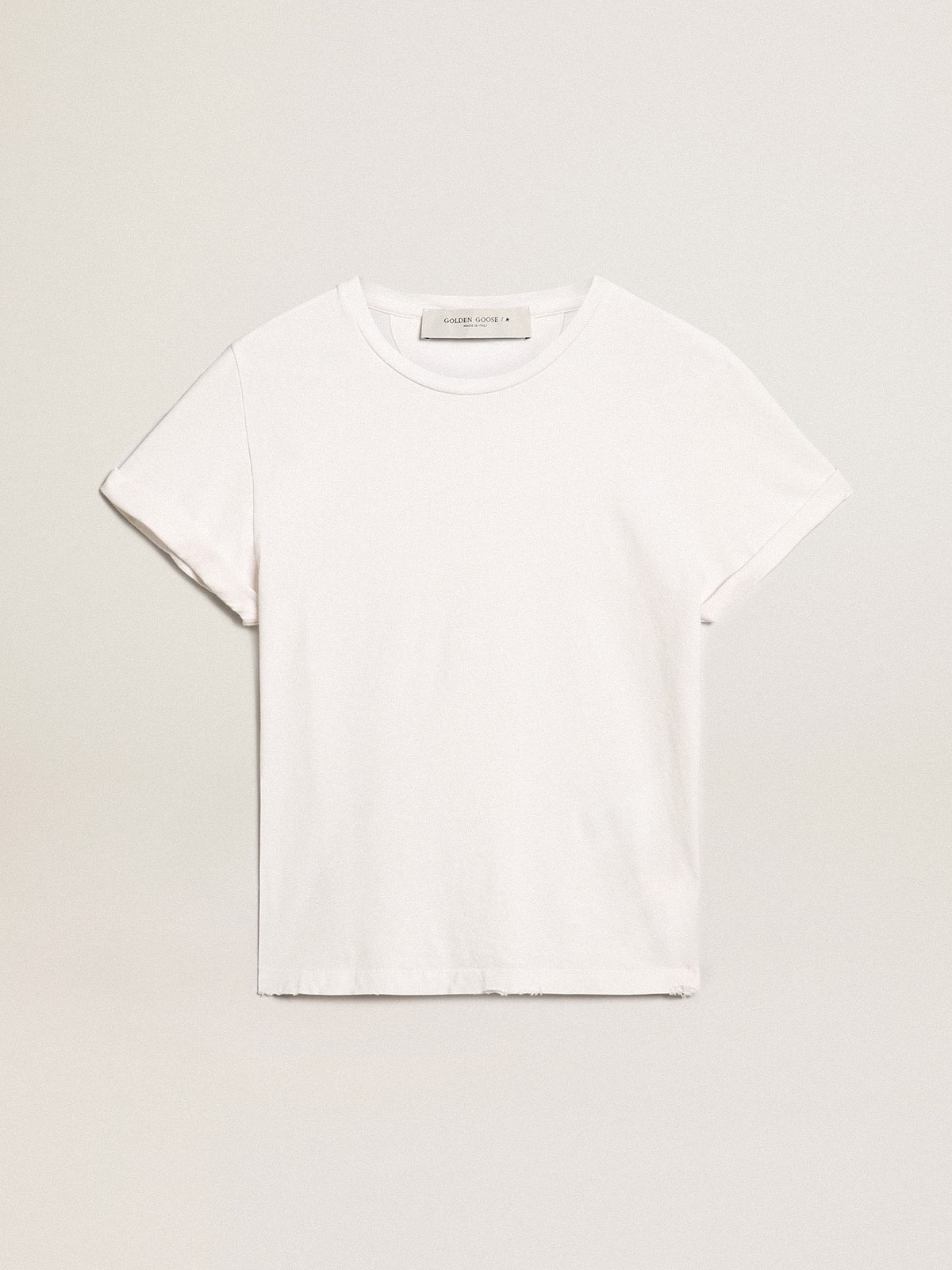 Golden Goose Distressed slim-fit women’s T-shirt in white