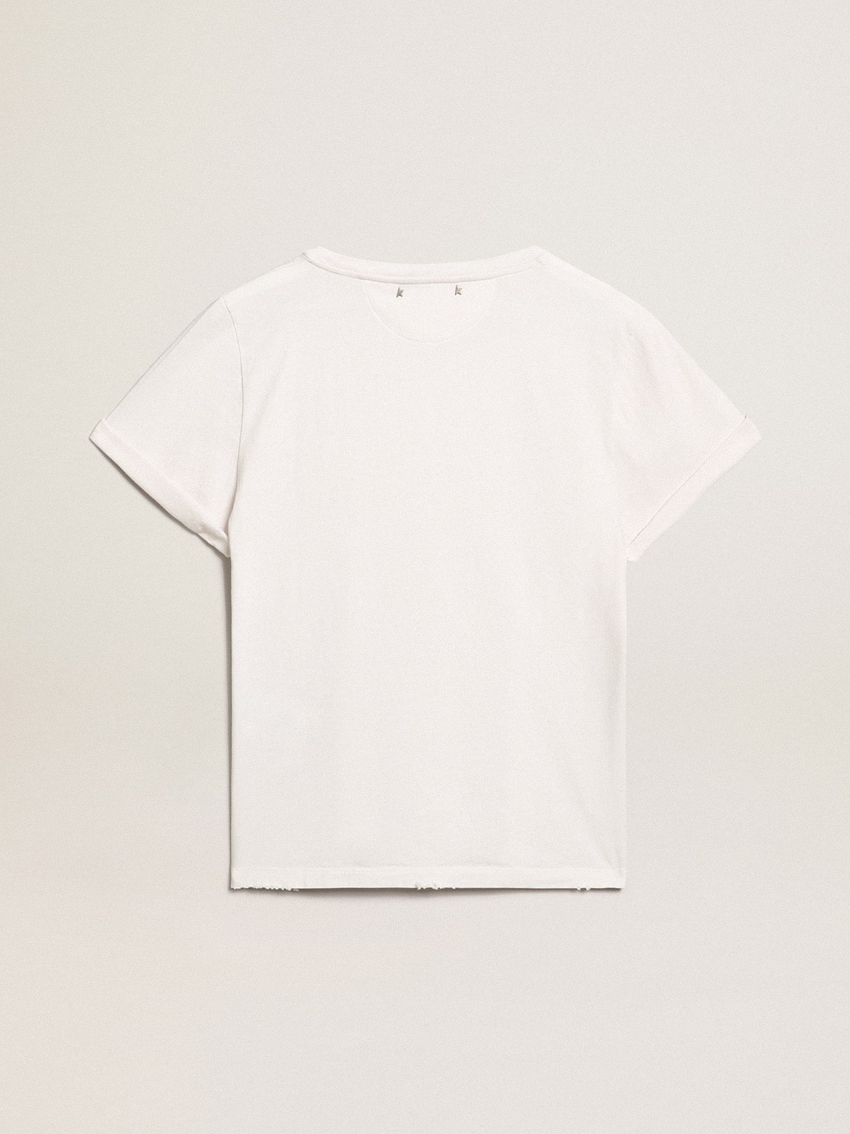 Golden Goose Distressed slim-fit women’s T-shirt in white