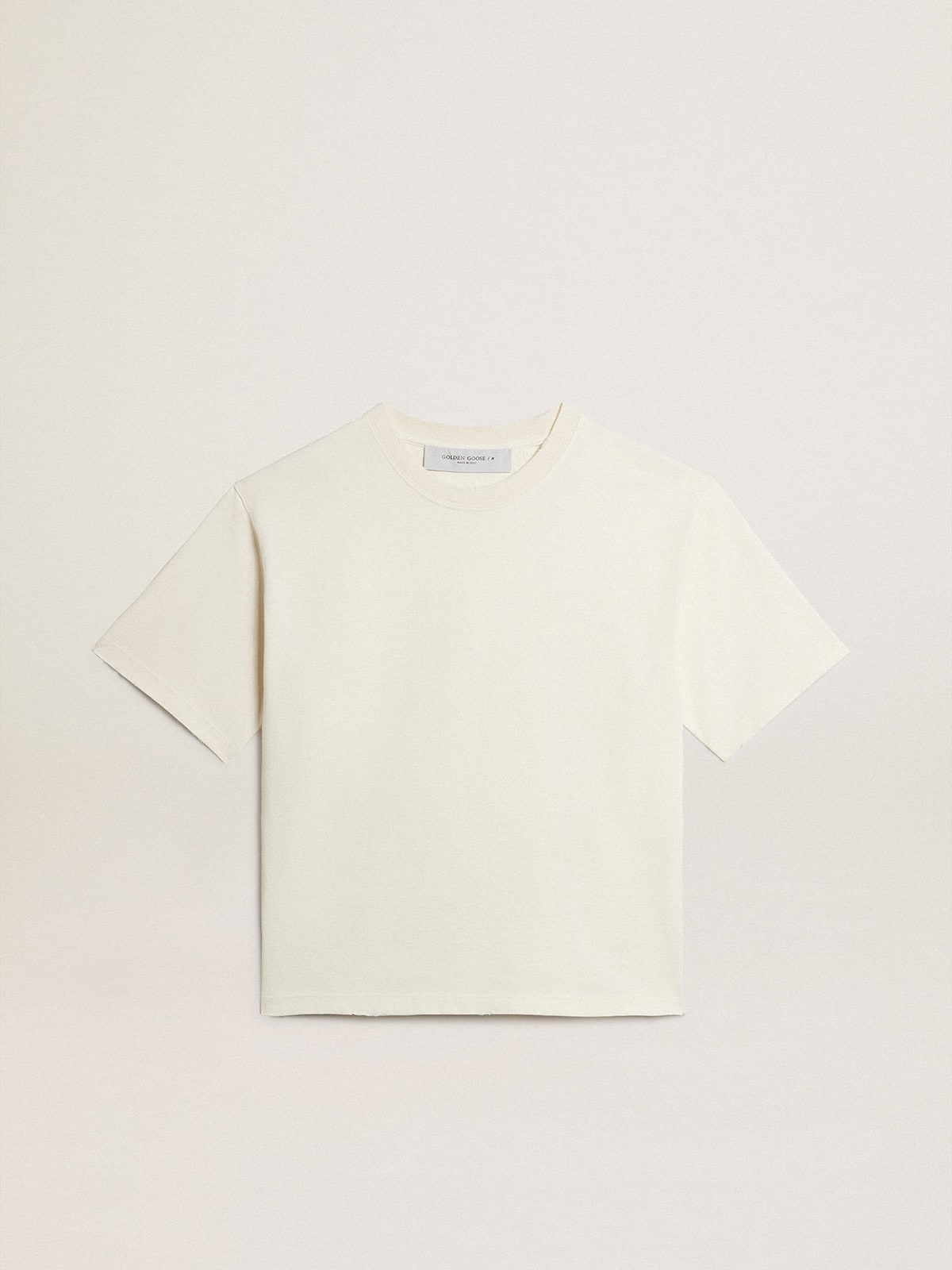 Golden Goose T-shirt in aged white with reverse logo on the back - Jersey Capsule