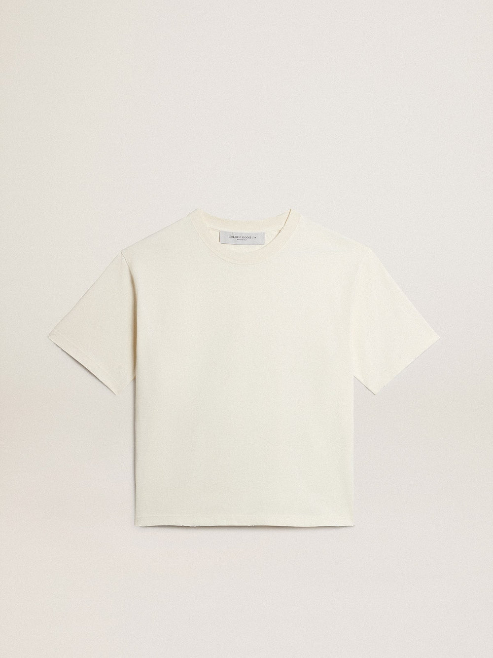 Golden Goose T-shirt in aged white with reverse logo on the back - Jersey Capsule