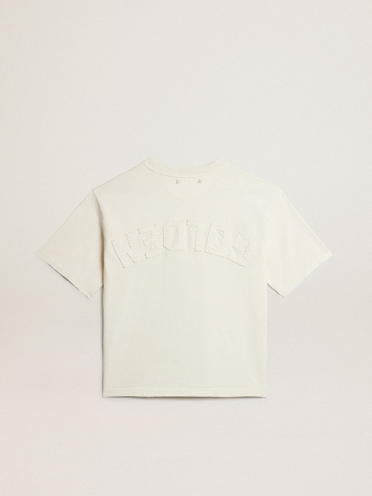Golden Goose T-shirt in aged white with reverse logo on the back - Jersey Capsule