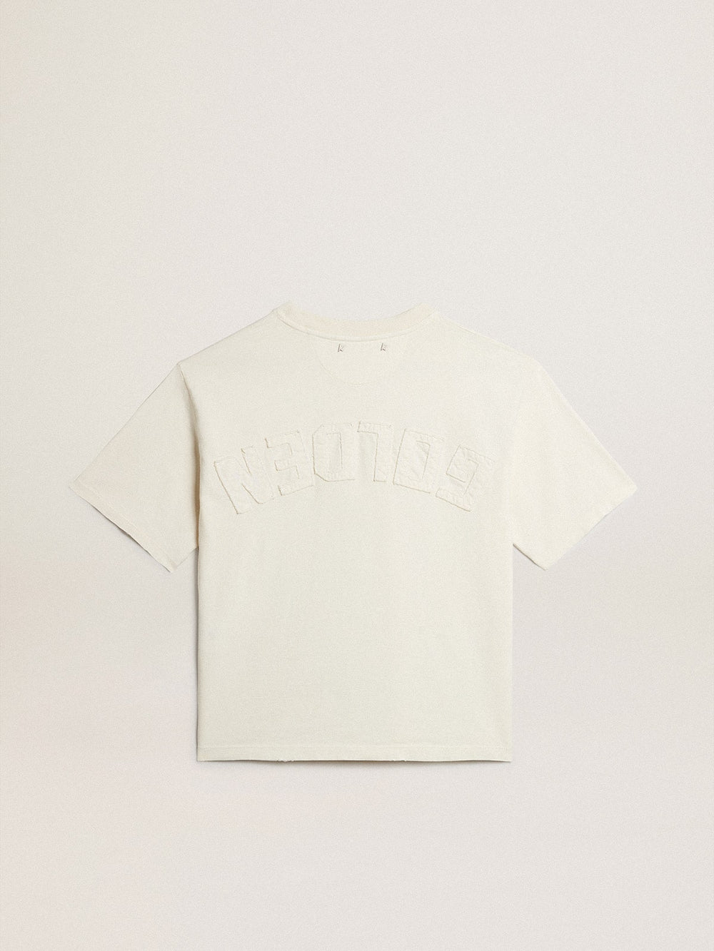 Golden Goose T-shirt in aged white with reverse logo on the back - Jersey Capsule