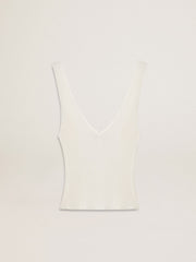 Golden Goose Sleeveless top embroidered with worn-white ribbing