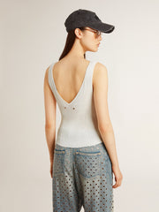 Golden Goose Sleeveless top embroidered with worn-white ribbing