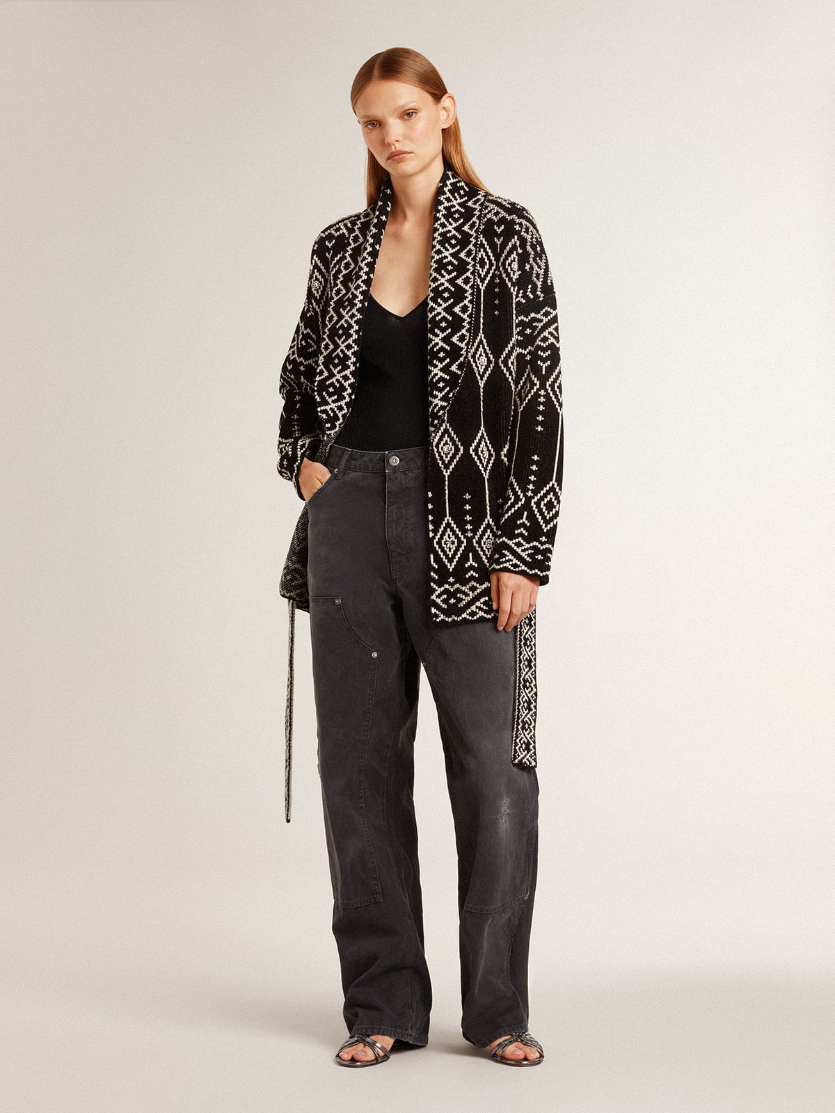 Golden Goose Women's black V-neck bodysuit