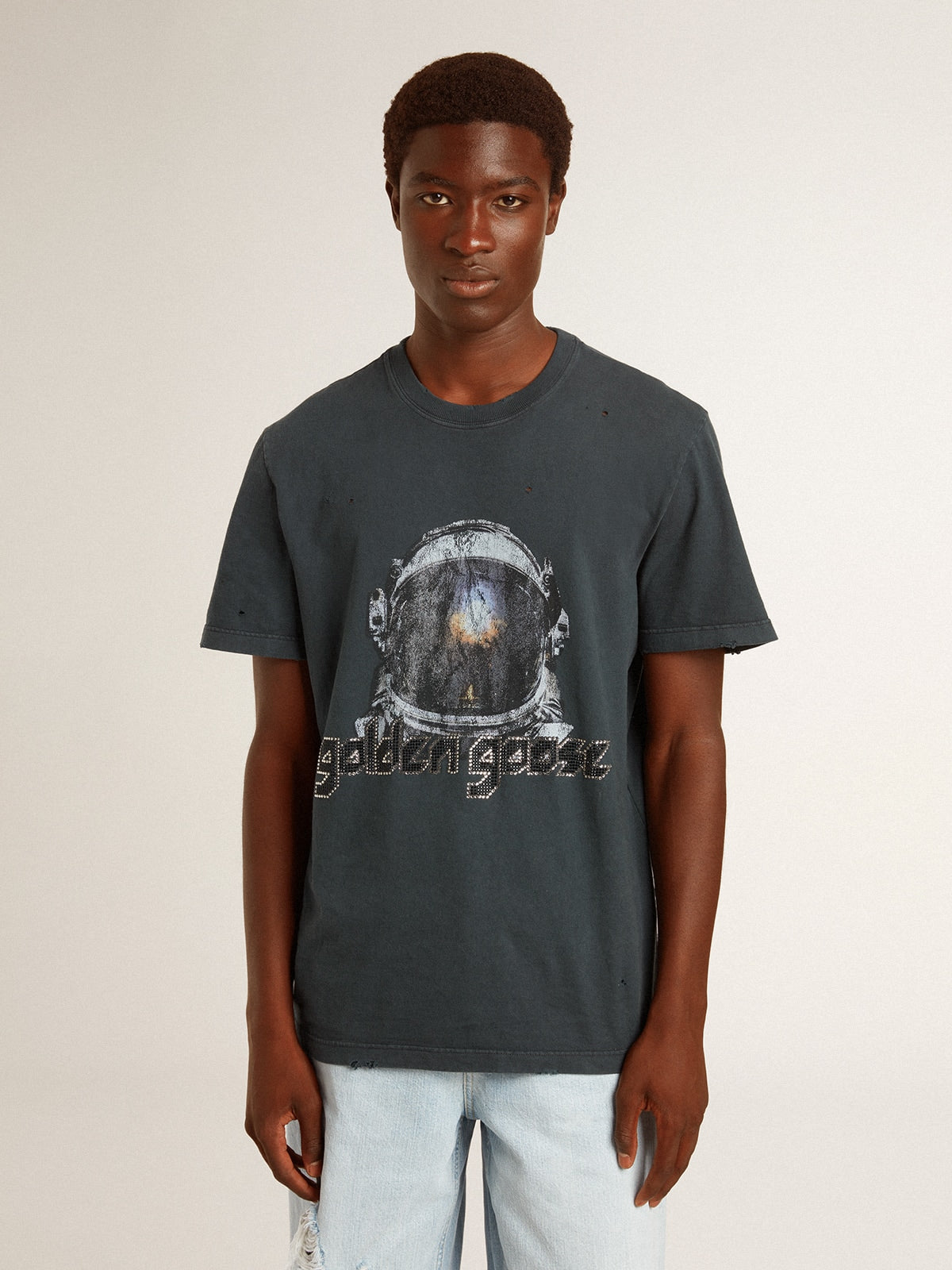 Golden Goose Black T-shirt with multicolor print