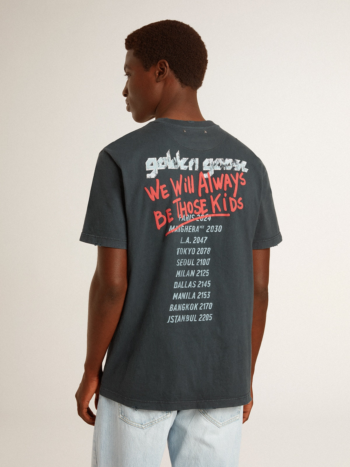 Golden Goose Black T-shirt with multicolor print