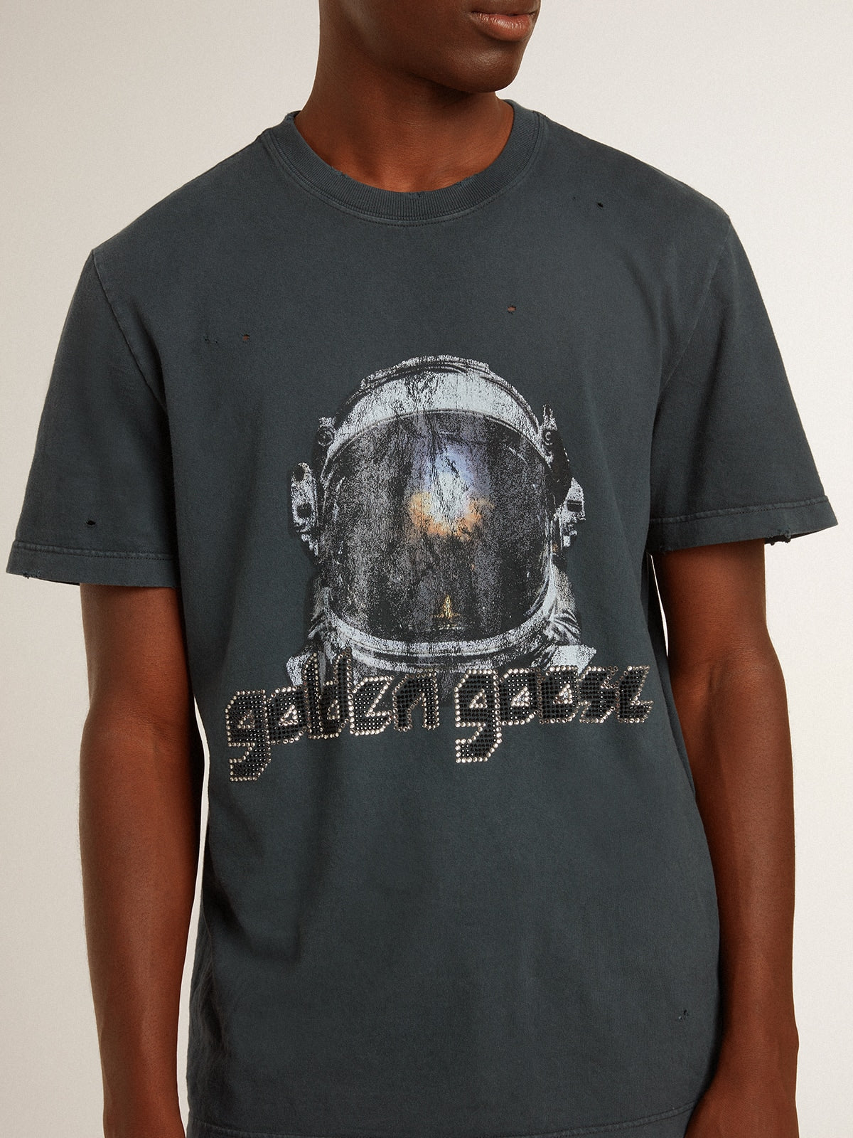 Golden Goose Black T-shirt with multicolor print