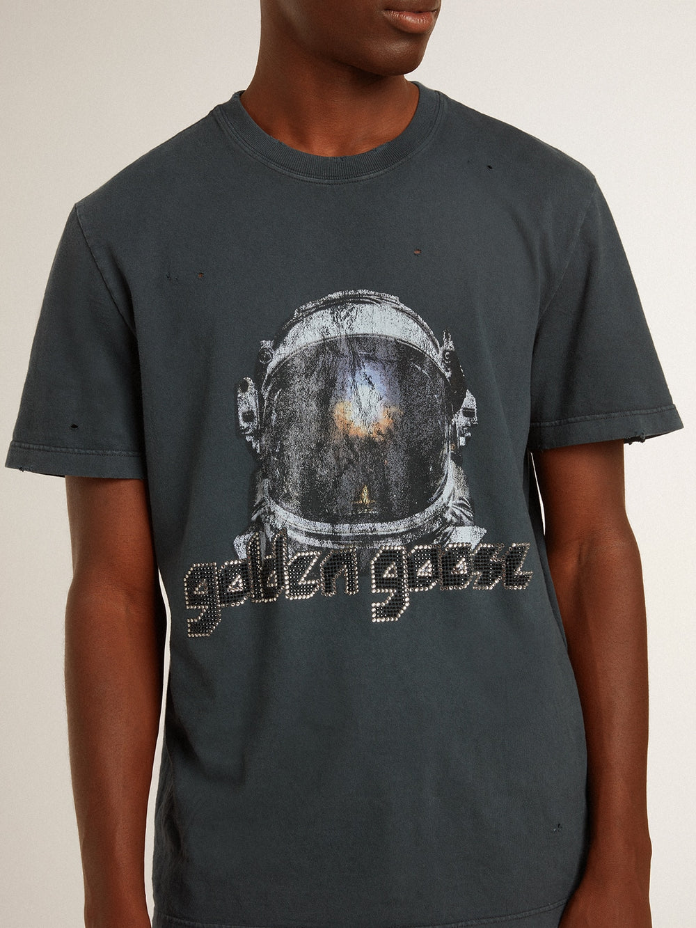 Golden Goose Black T-shirt with multicolor print