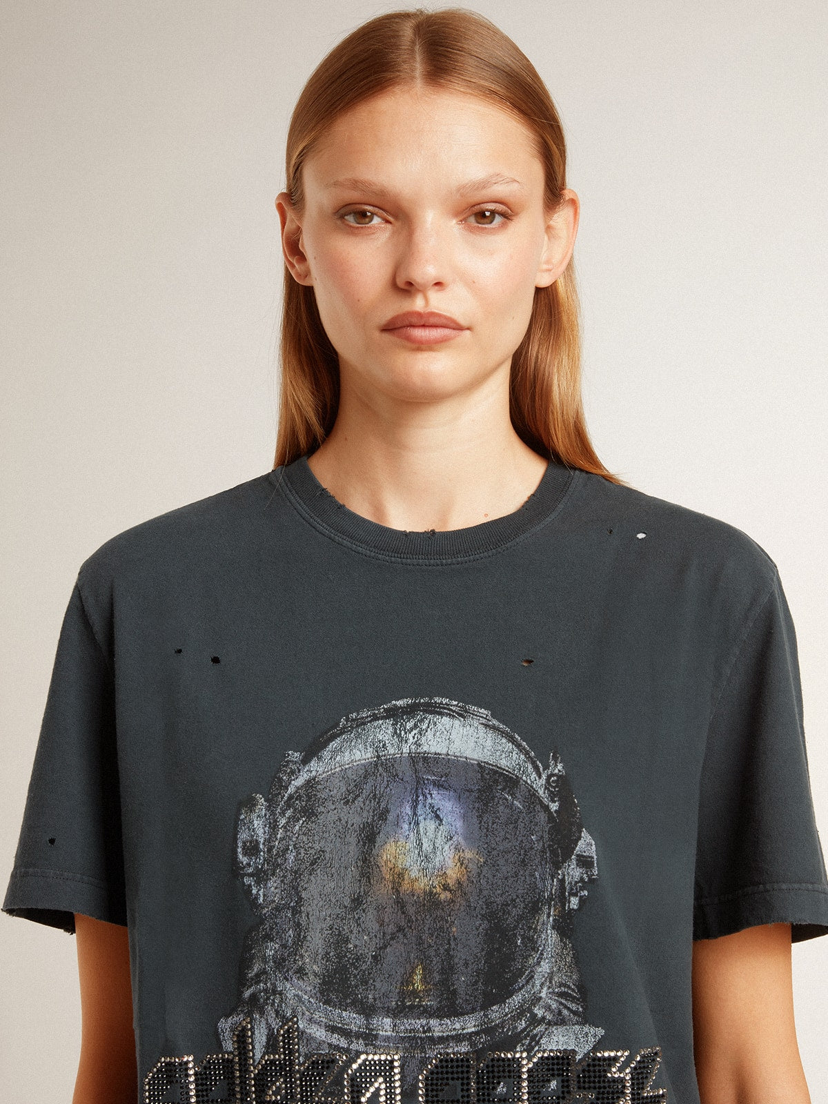 Golden Goose Black T-shirt with multicolor print