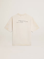 Golden Goose Worn-white unisex T-shirt with printed lettering
