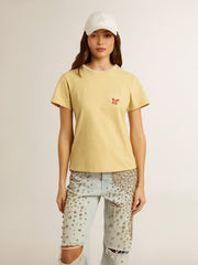Golden Goose Women's T-shirt in cotton jersey with embroidery on the neck and heart