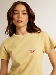 Golden Goose Women's T-shirt in cotton jersey with embroidery on the neck and heart