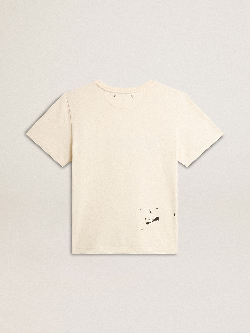 Golden Goose Women's aged white cotton T-shirt with print and embroidery