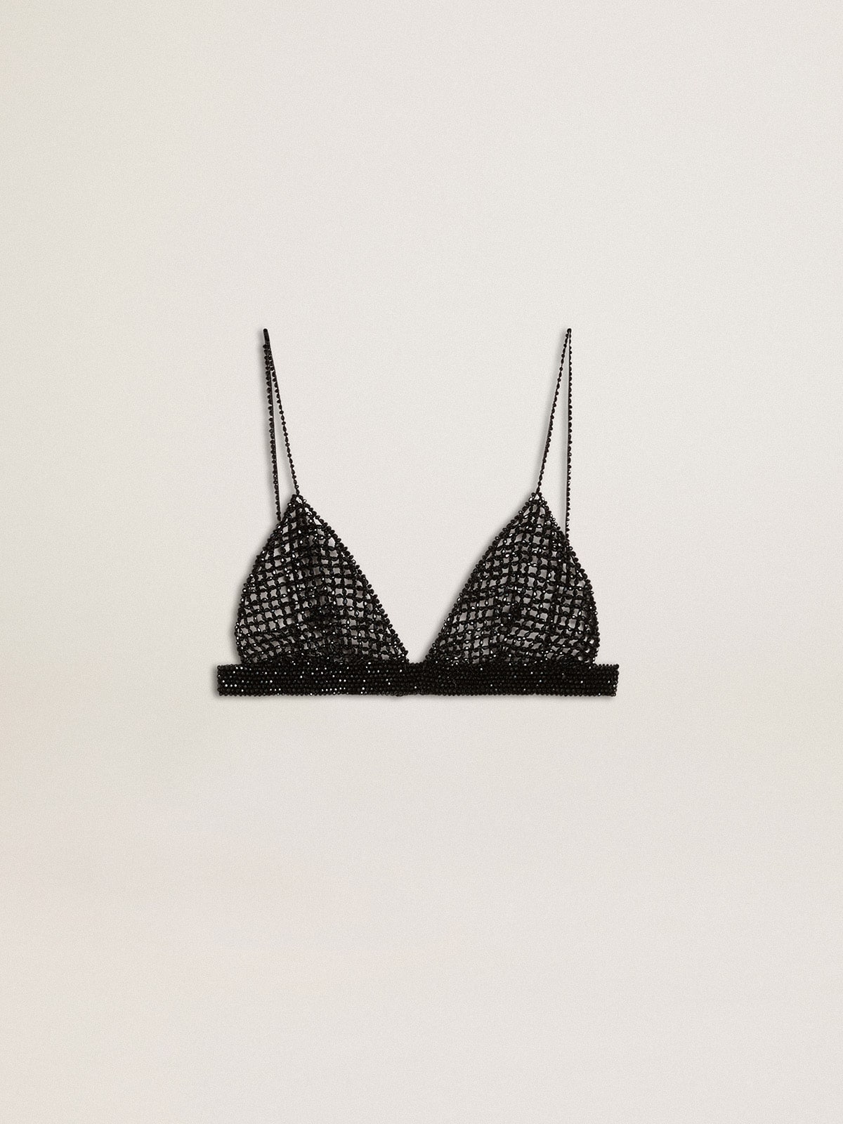 Golden Goose Women's black crochet top with crystals
