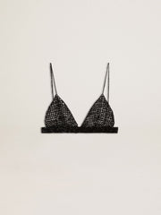 Golden Goose Women's black crochet top with crystals