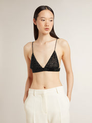 Golden Goose Women's black crochet top with crystals