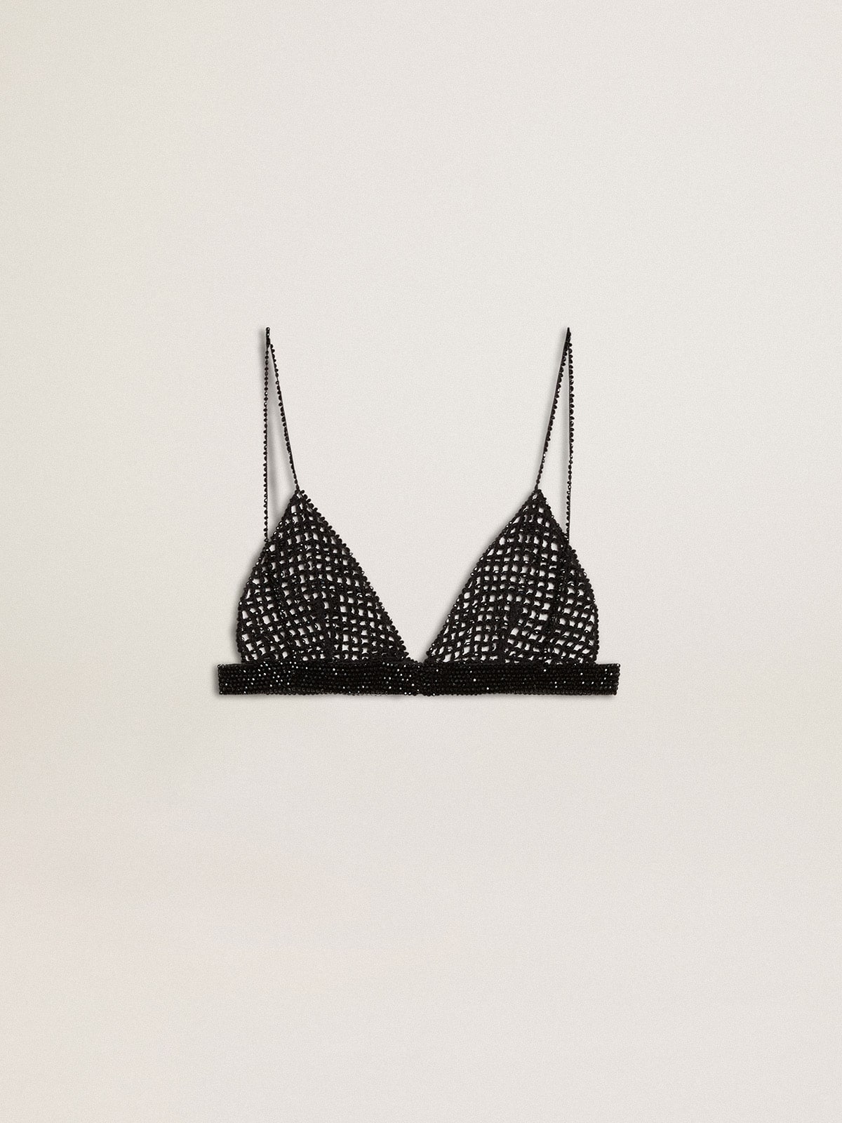 Golden Goose Women's black crochet top with crystals