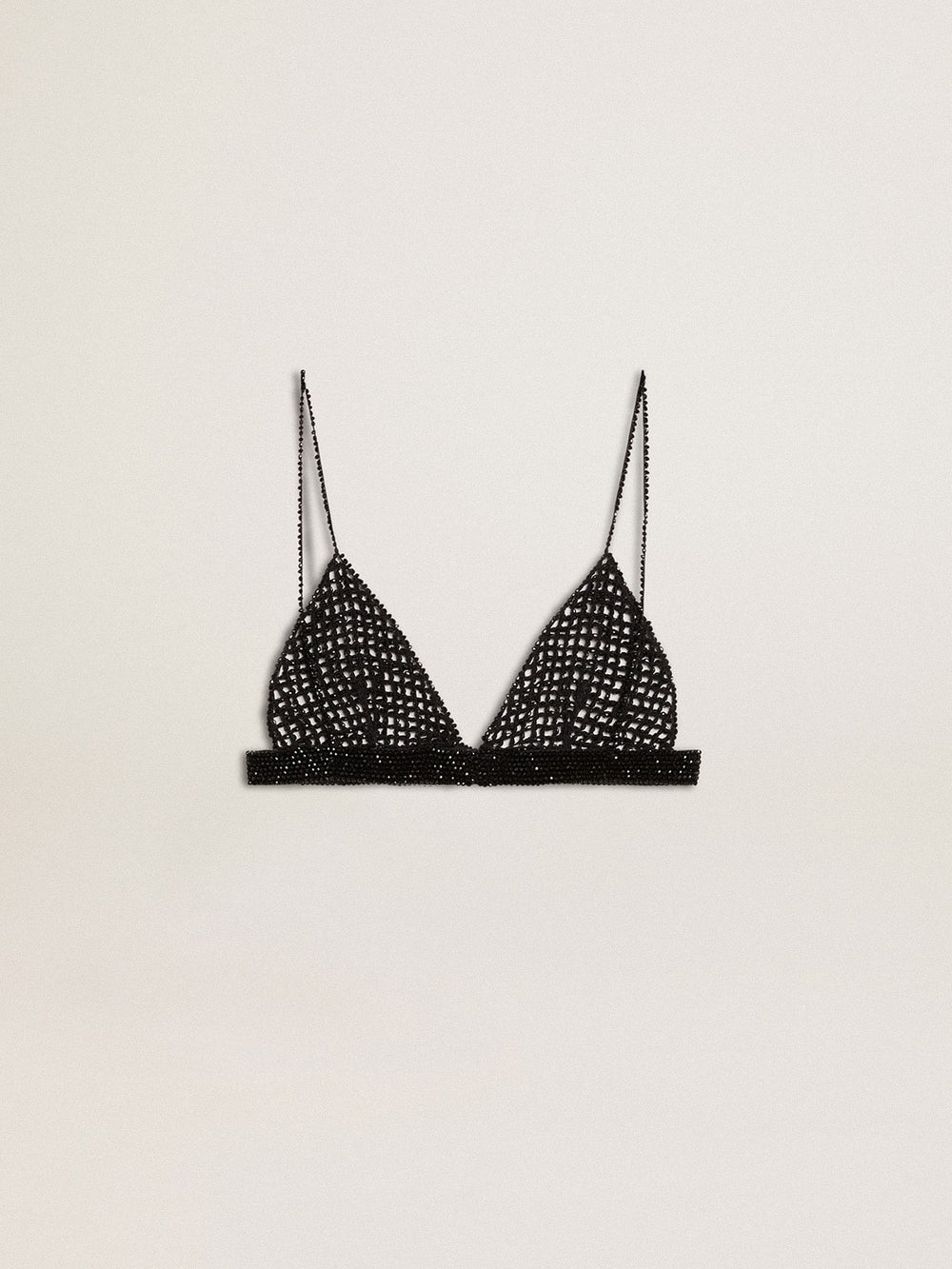 Golden Goose Women's black crochet top with crystals