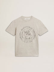 Golden Goose Women’s T-shirt in gray melange cotton with seasonal print