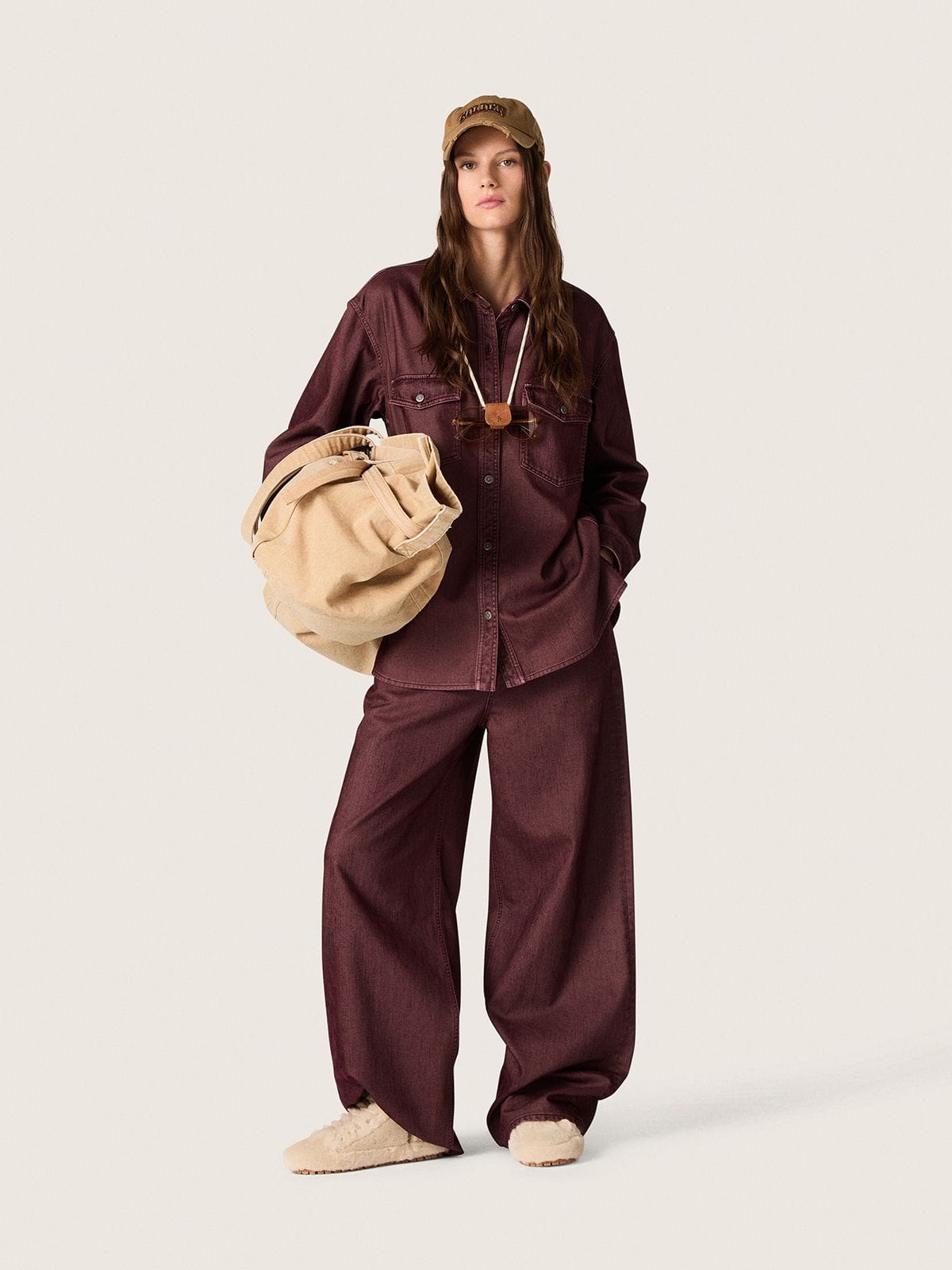 Golden Goose Women's shirt in burgundy denim