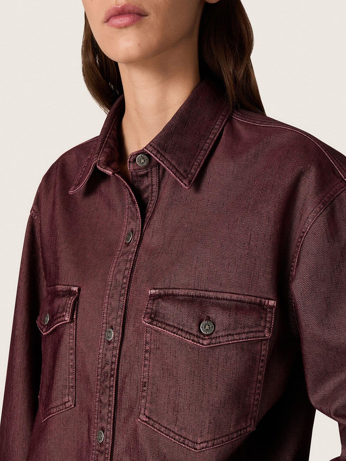 Golden Goose Women's shirt in burgundy denim
