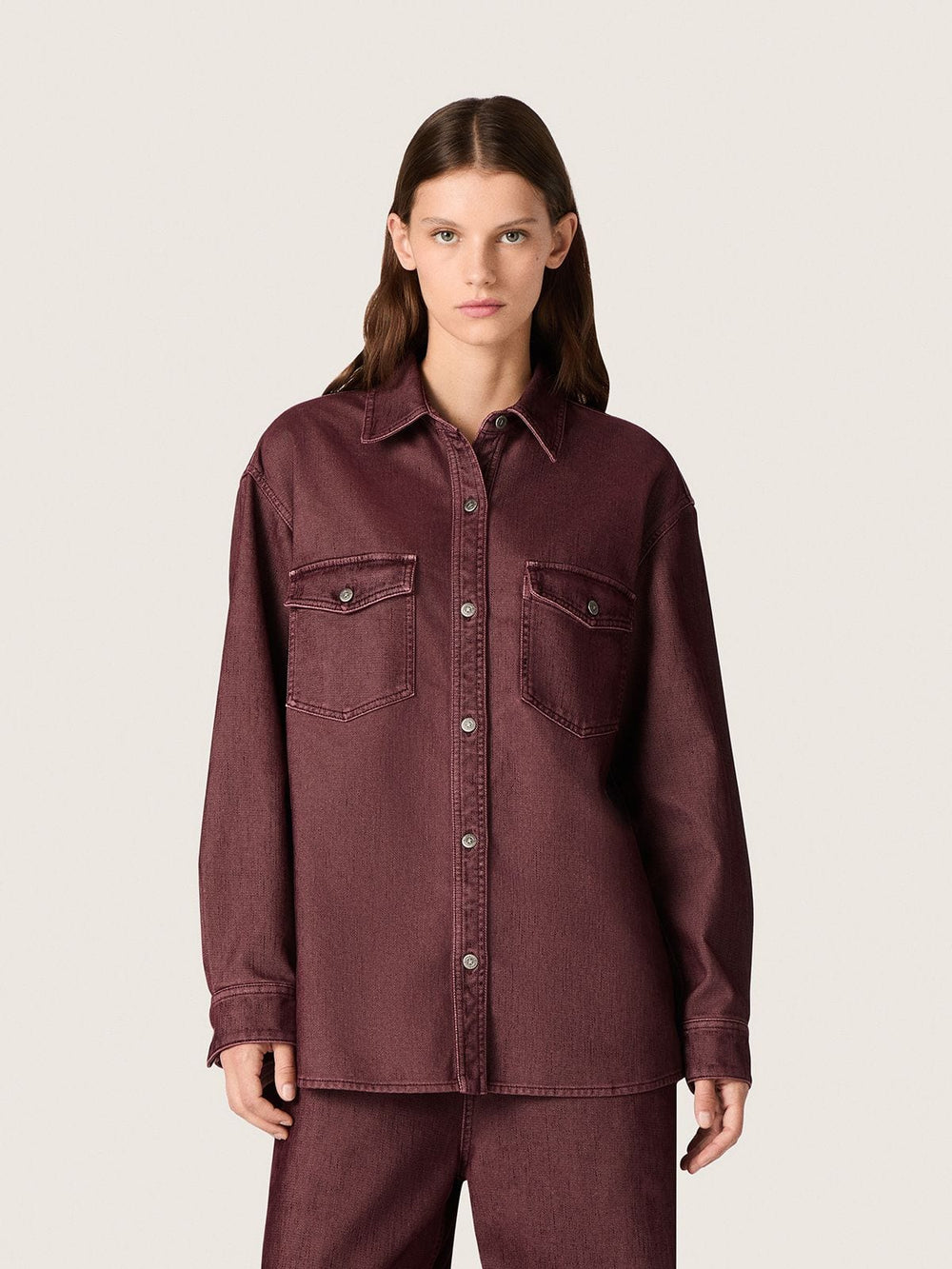 Golden Goose Women's shirt in burgundy denim