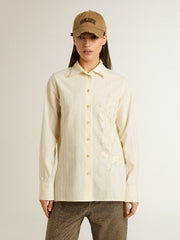Golden Goose Women's cream-colored cotton shirt with floral embroidery