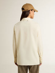 Golden Goose Women's cream-colored cotton shirt with floral embroidery