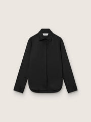 Golden Goose Women's shirt in black wool twill with floral embroidery in glass beads