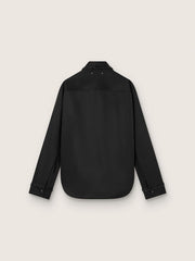 Golden Goose Women's shirt in black wool twill with floral embroidery in glass beads