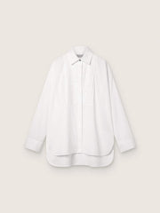 Golden Goose Women's oversized shirt in white cotton with pleated detail and jewel buttons