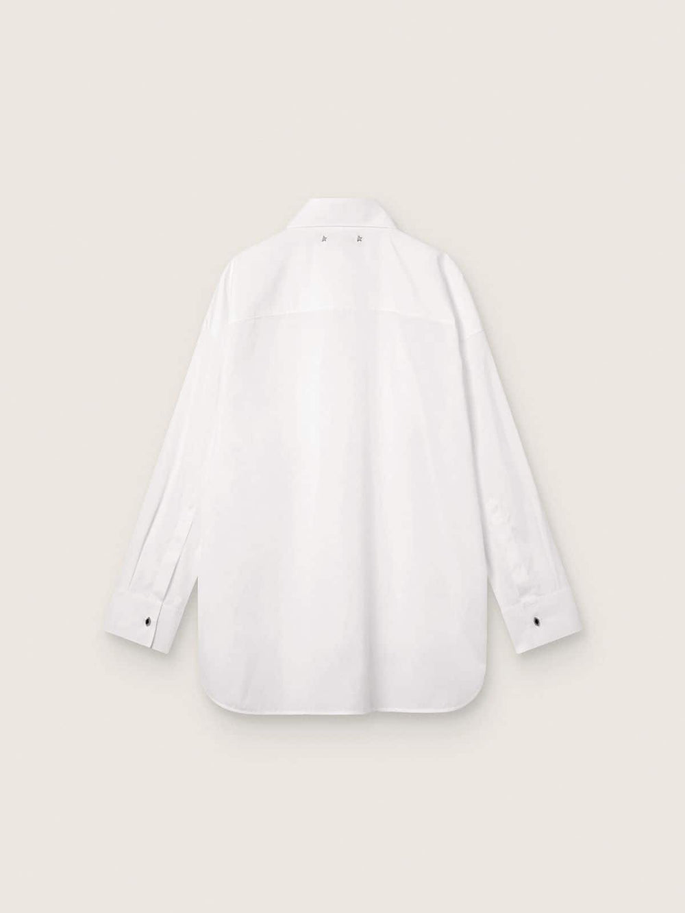 Golden Goose Women's oversized shirt in white cotton with pleated detail and jewel buttons