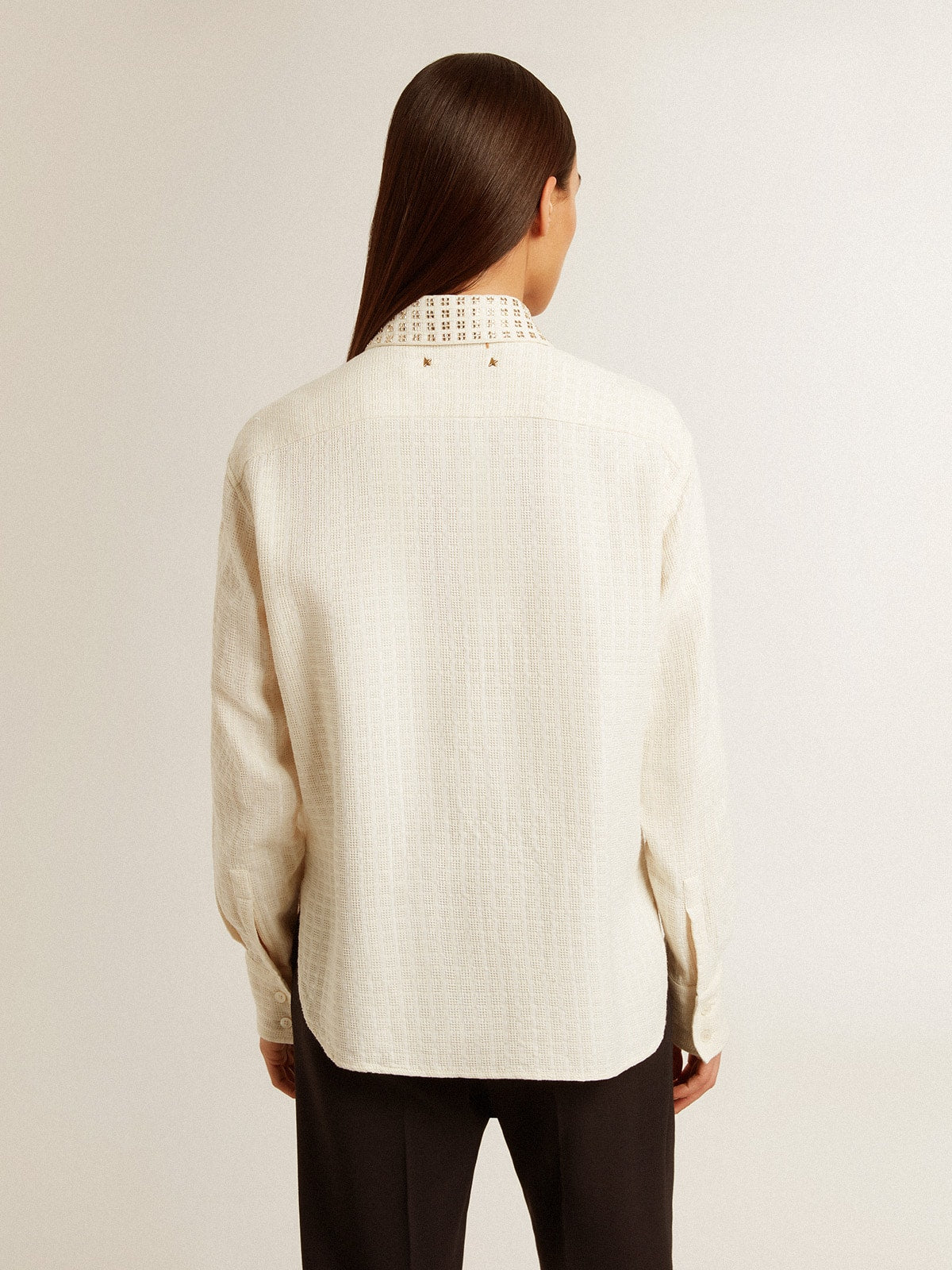 Golden Goose Women's viscose and cotton blend shirt with crystal-embellished collar
